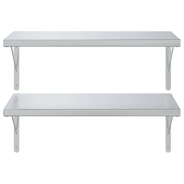 Seinähyllyt 2 kpl 75x40 cm hopea ruostumaton teräs