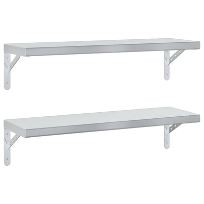 Seinähyllyt 2 kpl 75x23,5 cm hopea ruostumaton teräs