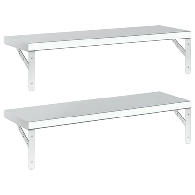 Seinähyllyt 2 kpl 75x23,5 cm hopea ruostumaton teräs