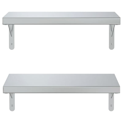 Seinähyllyt 2 kpl 50x23,5 cm hopea ruostumaton teräs