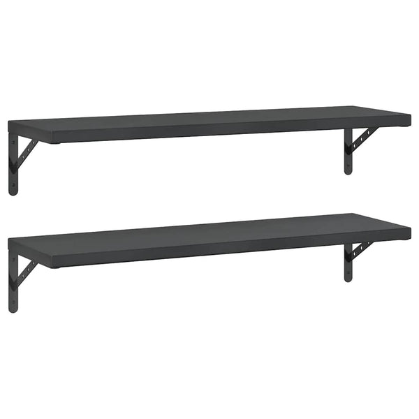 Seinähyllyt 2 kpl 100x30 cm musta ruostumaton teräs