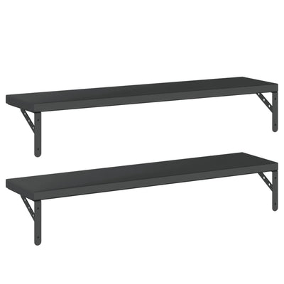 Seinähyllyt 2 kpl 100x23,5 cm musta ruostumaton teräs