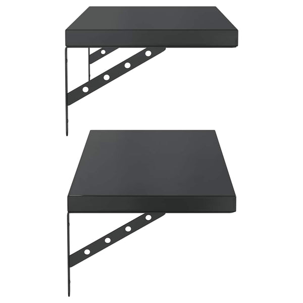 Seinähyllyt 2 kpl 75x30 cm musta ruostumaton teräs