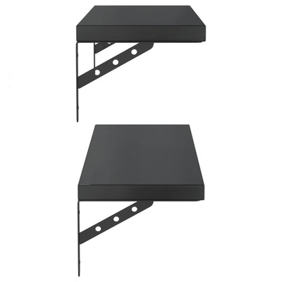 Seinähyllyt 2 kpl 75x23,5 cm musta ruostumaton teräs