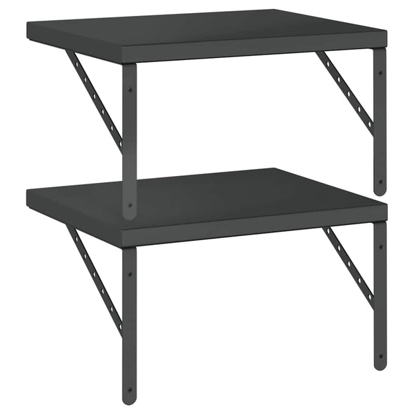Seinähyllyt 2 kpl 50x40 cm musta ruostumaton teräs
