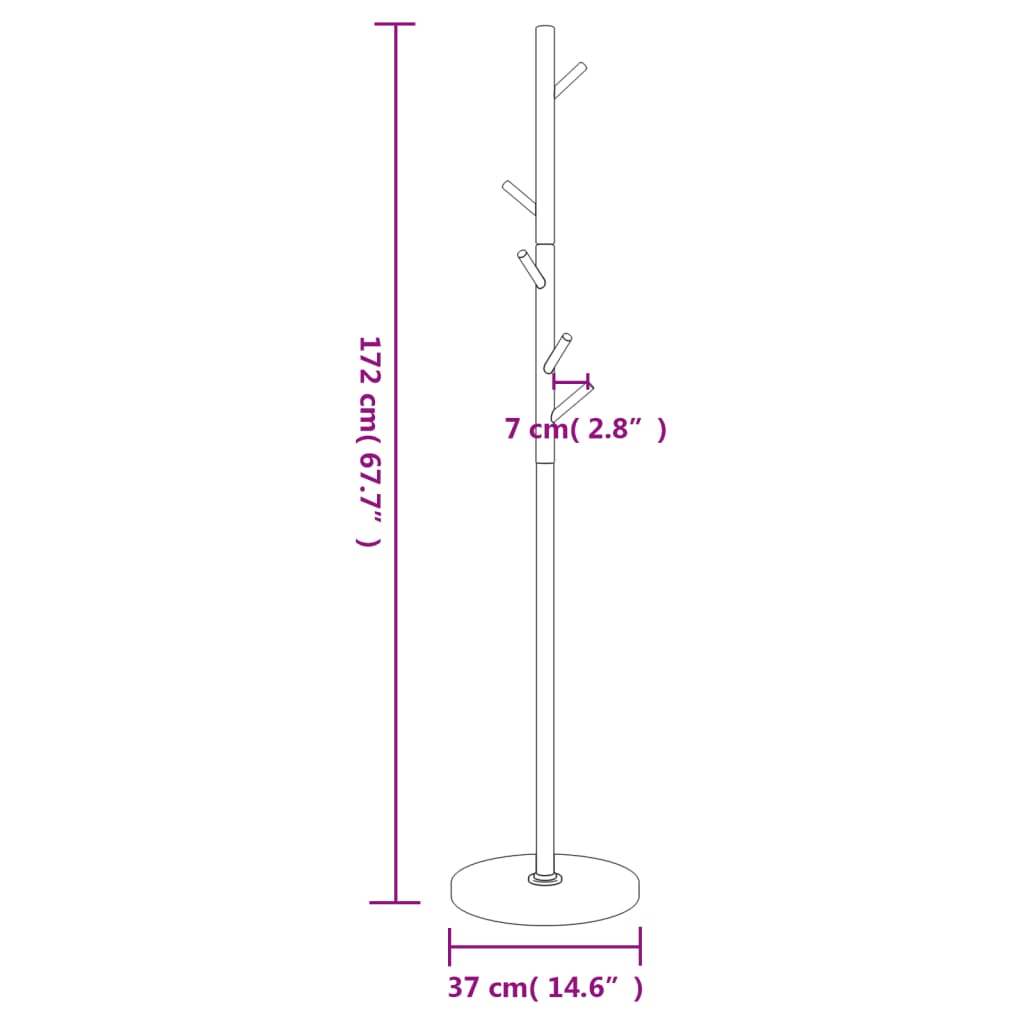 Valkoinen naulakko Krisztina 172cm (jauhemaalattu rauta)