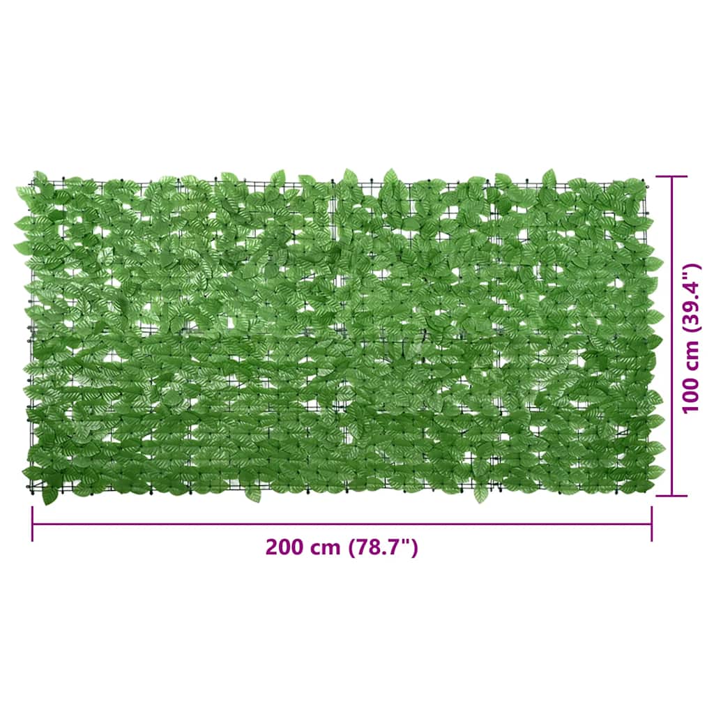 Parvekkeen suoja vihreillä lehdillä 200x100 cm