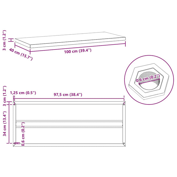 Seinähyllyt 2 kpl 100x40 cm hopea ruostumaton teräs