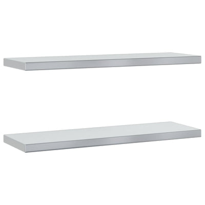 Seinähyllyt 2 kpl 75x23,5x3 cm hopea ruostumaton teräs