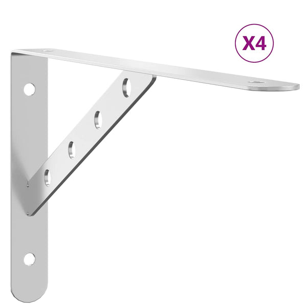 Seinätelineet 4 kpl 30x2,5x15,5 cm hopea ruostumaton teräs