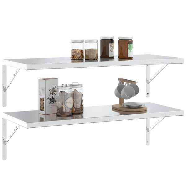 Seinätelineet kpl 40x2,5x25 cm hopea ruostumaton teräs