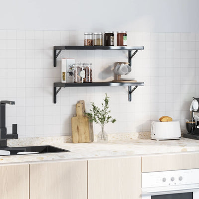 Seinätelineet kpl 23,5x2,5x15,5 cm musta ruostumaton teräs