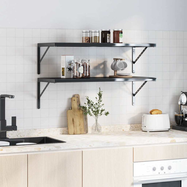 Seinätelineet kpl 40x2,5x25 cm musta ruostumaton teräs