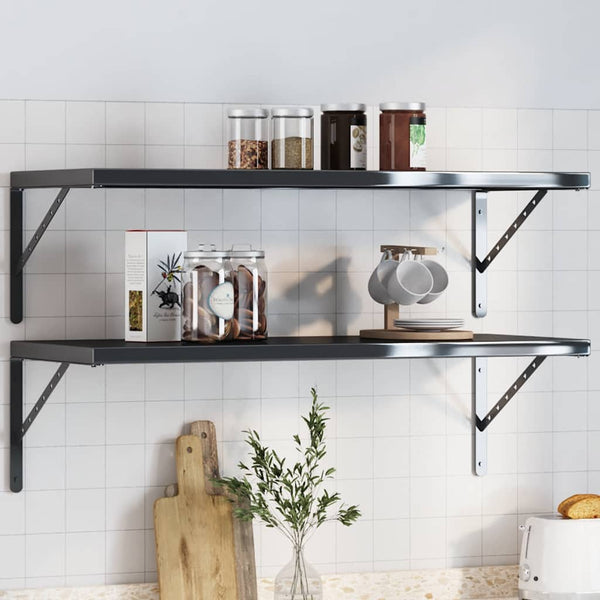 Seinätelineet kpl 40x2,5x25 cm musta ruostumaton teräs