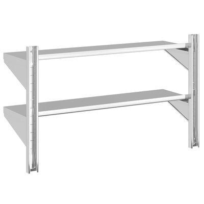 Seinähylly 2-kerroksinen 100x30x60 cm hopea ruostumaton teräs