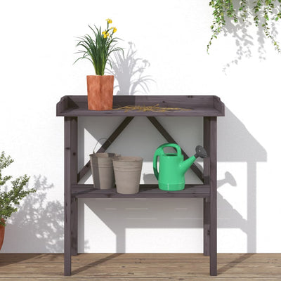 Kukkapöytä hyllyllä harmaa 78x38x82,5 cm täysi kuusi