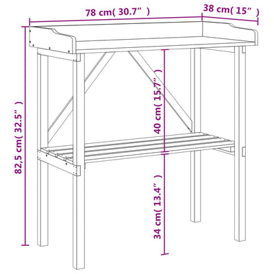 Kukkapöytä hyllyllä harmaa 78x38x82,5 cm täysi kuusi