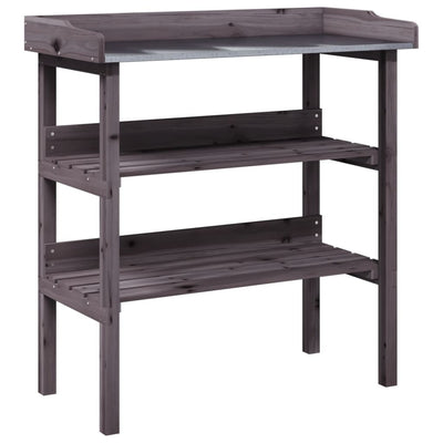 Kukkapöytä hyllyillä harmaa 78x38x82,5 cm täysi kuusi