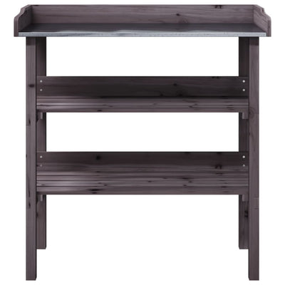 Kukkapöytä hyllyillä harmaa 78x38x82,5 cm täysi kuusi