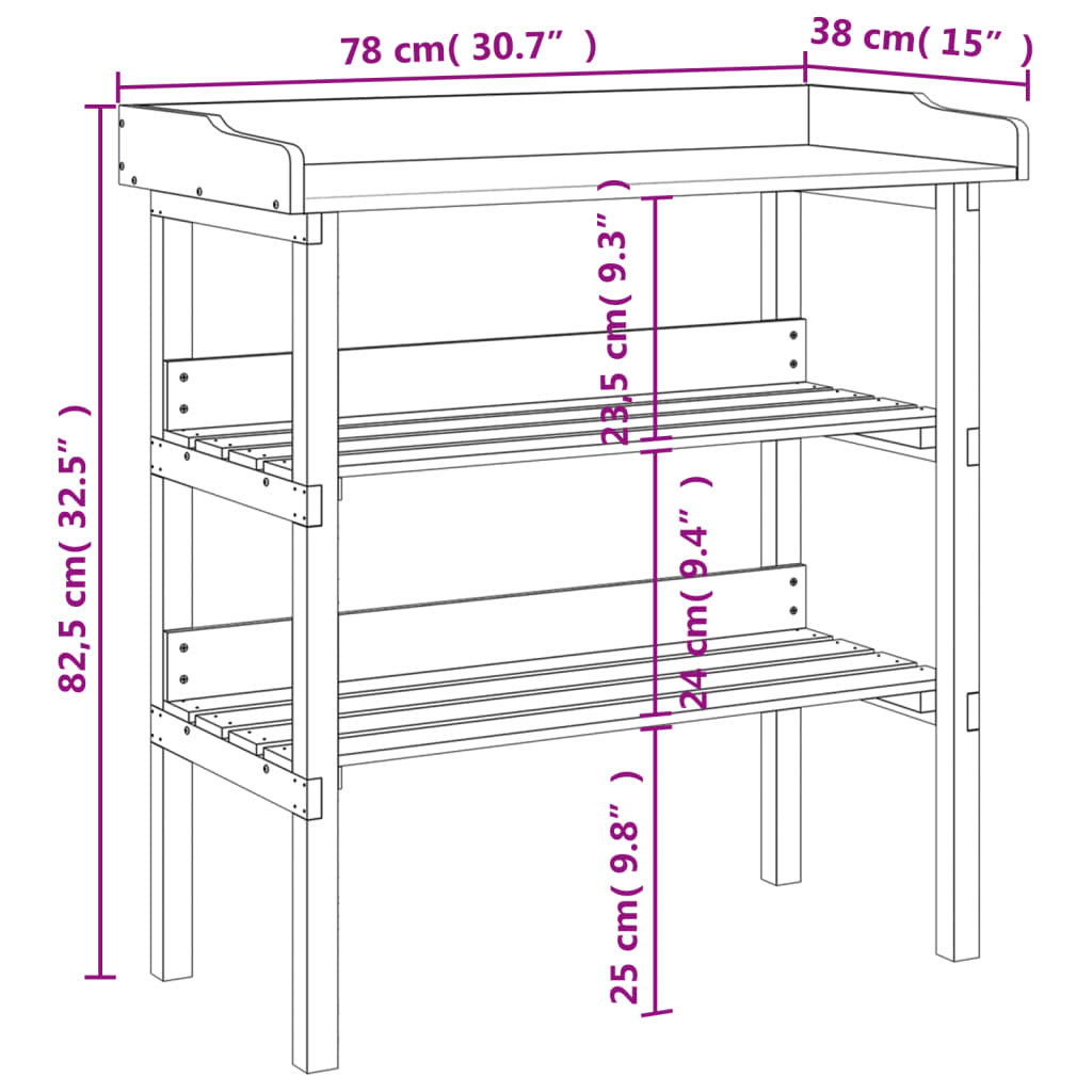 Harmaa kukkapöytä hyllyillä Rolea 78x38x82,5cm (kuusi)
