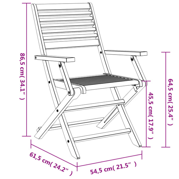 Taitettavat puutarhatuolit Sargian 54,5x61,5x86,5cm (6 kpl akasiapuu)