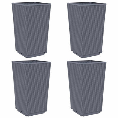 Ulkokukkalaatikot 4 kpl harmaa 32,5x32,5x57 cm PP