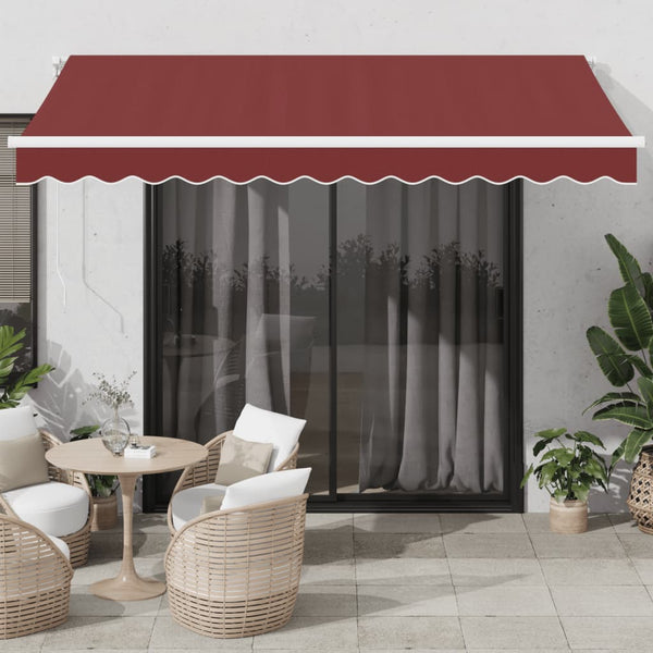 Käsin kelattava markiisi LED viininpunainen 350x250 cm