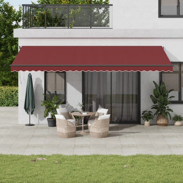 Automaattimarkiisi LED-valoilla viininpunainen 600x350 cm