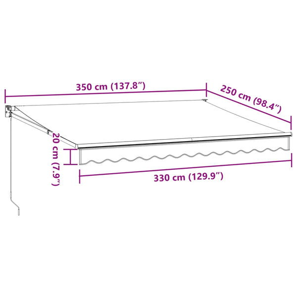 Käsin kelattava markiisi viininpunainen 350x250 cm