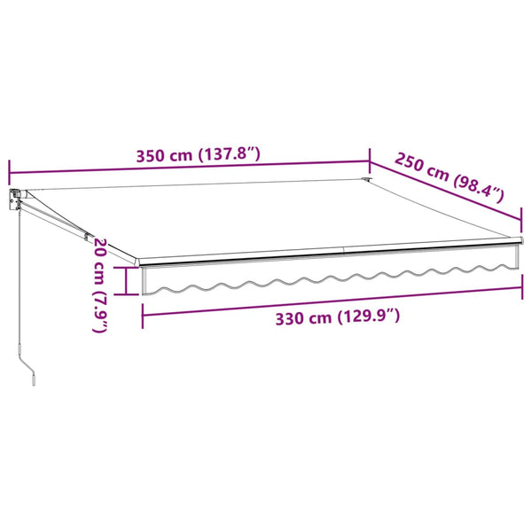 Käsin kelattava markiisi viininpunainen 350x250 cm