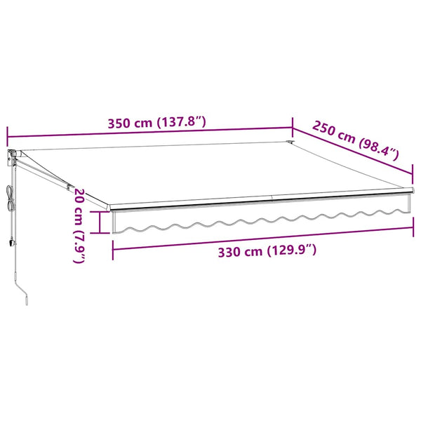 Automaattimarkiisi viininpunainen 350x250 cm