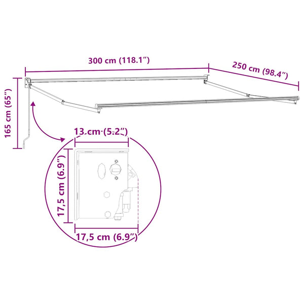 Kelattava markiisi antrasiitti/valk. 3x2,5 m kangas/alumiini