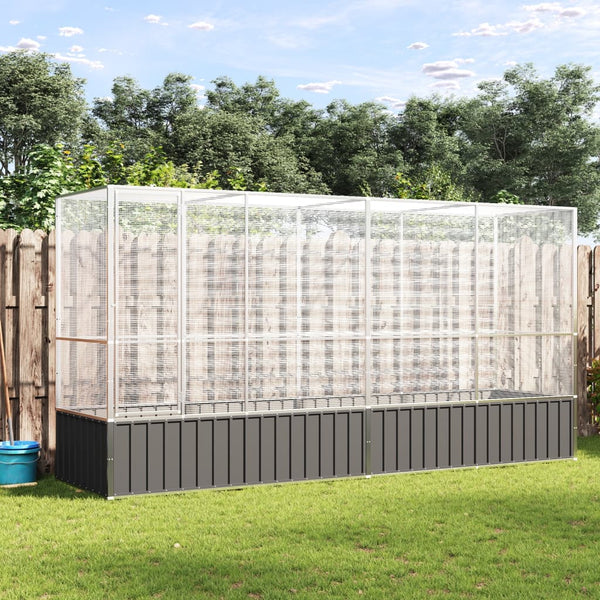 Aviaario jatkeella hopea 418,5x107x212 cm teräs