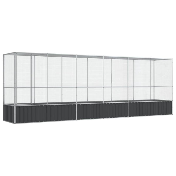 Aviaario jatkeella hopea 626,5x107x212 cm teräs