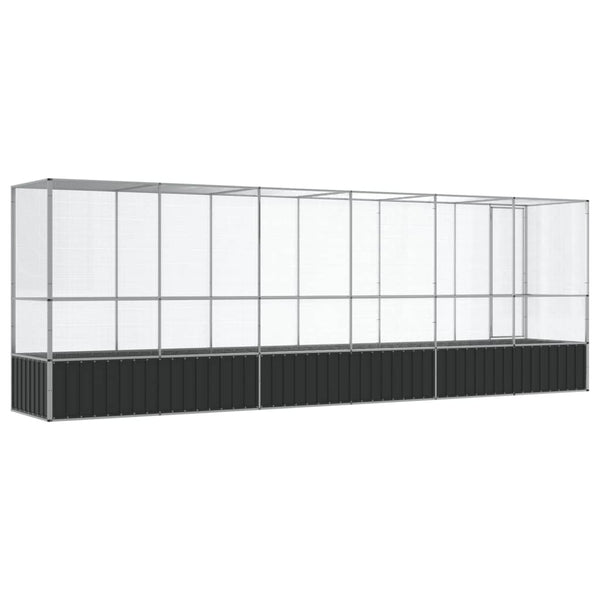 Aviaario jatkeella hopea 626,5x107x212 cm teräs