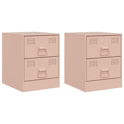 Yöpöydät 2 kpl pinkki 34,5x39x44 cm teräs