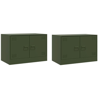 TV-tasot 2 kpl oliivinvihreä 67x39x44 cm teräs
