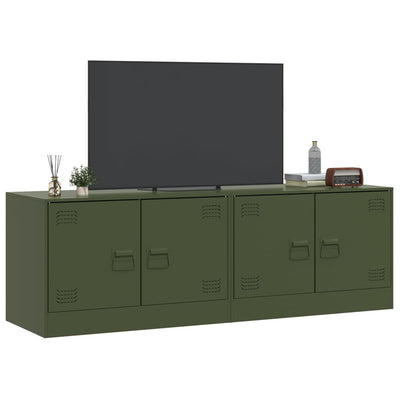 TV-tasot 2 kpl oliivinvihreä 67x39x44 cm teräs