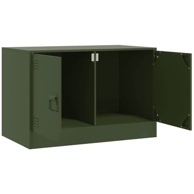 TV-tasot 2 kpl oliivinvihreä 67x39x44 cm teräs