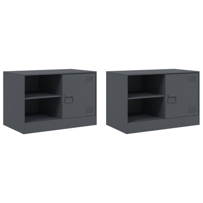 TV-tasot 2 kpl antrasiitti 67x39x44 cm teräs