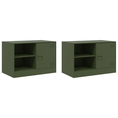 TV-tasot 2 kpl oliivinvihreä 67x39x44 cm teräs