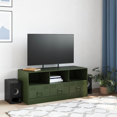 TV-taso oliivinvihreä 99x39x44 cm teräs