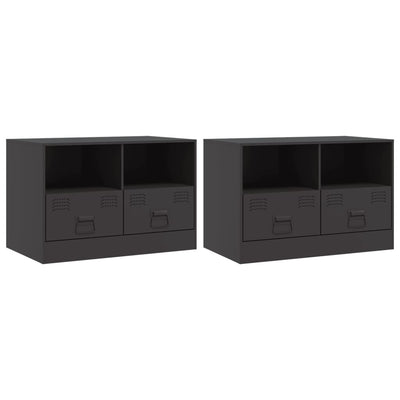 TV-tasot 2 kpl musta 67x39x44 cm teräs