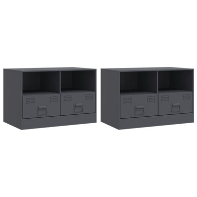 TV-tasot 2 kpl antrasiitti 67x39x44 cm teräs
