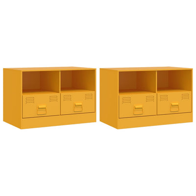 TV-tasot 2 kpl sinapinkeltainen 67x39x44 cm teräs