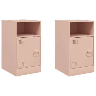 Yöpöydät 2 kpl pinkki 34,5x39x62 cm teräs