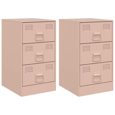 Yöpöydät 2 kpl pinkki 34,5x39x62 cm teräs
