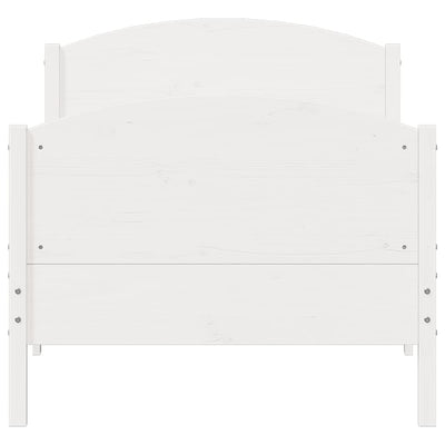 Valkoinen sängynrunko sängynrungolla Ardelean 100x200cm (mänty)