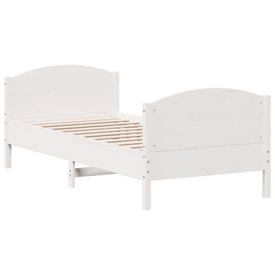 Valkoinen sängynrunko sängynrungolla Ardelean 100x200cm (mänty)