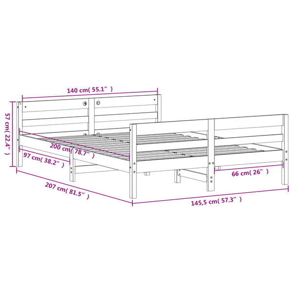 Sängynrunko ilman patjaa 140x200 cm täysi mänty